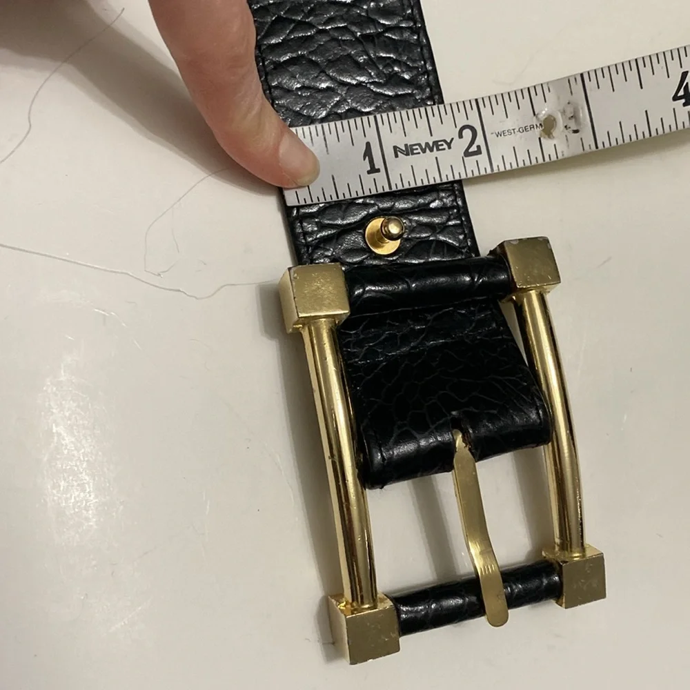 Black WIDE Belt with Croc design and Gold Buckle - Picture 10 of 14